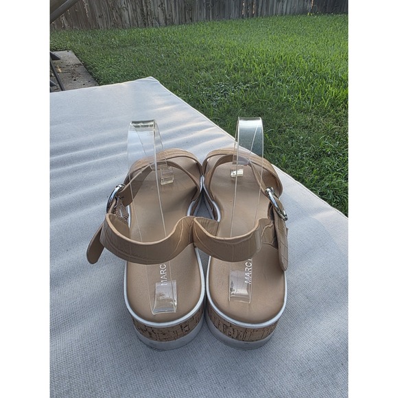 Marc Fisher Gordy Size US 9.5M Women's Strappy Wedge Sandals Dark Natural - Picture 4 of 15